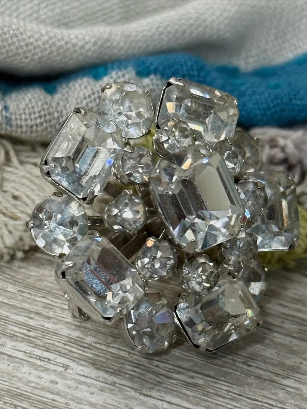Clear Crystal Cluster Brooch by Coro